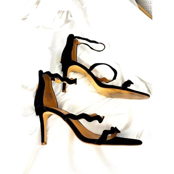 GORGEOUS J. Crew Black Suede Leather Strappy Heels w/ Zip Back Sz 10 EUC - Picture 3 of 8